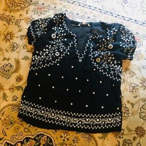 Black Hipster Peasant Shirt